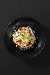 warm salad with mushrooms and bacon