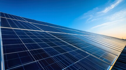 Obraz premium The solar panel array on a factory roof generating renewable energy, contributing to the facilitys low environmental impact.