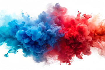 Fototapeta premium Abstract Watercolor Blend of Red and Blue on White Background