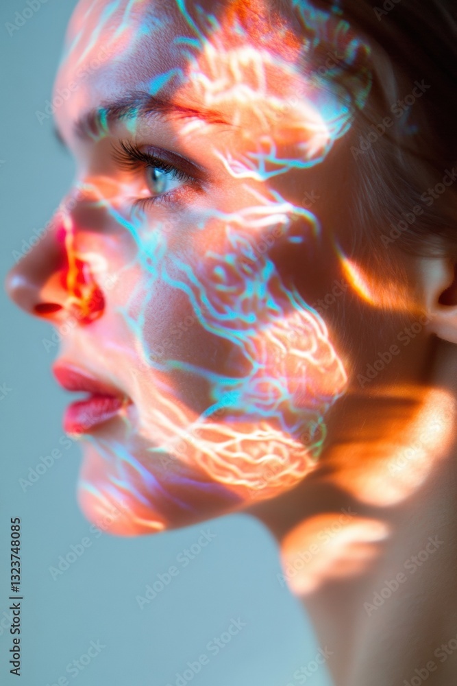 Leinwandbilder Neurotechnology Visualization Holographic Brain Mapping on Millennial Profile - Immersive Cognitive Design for Digital Wellness and Innovative Mental Performance Insights