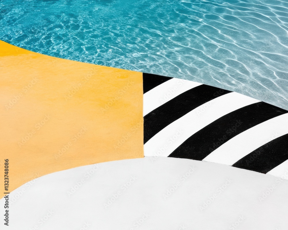 Aufkleber dynamic aquatic geometry minimalist olympic pool design visualizing athletic performance and modern 