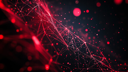 Abstract representation of interconnected nodes and lines in vibrant red hues against a dark background creates a modern digital design