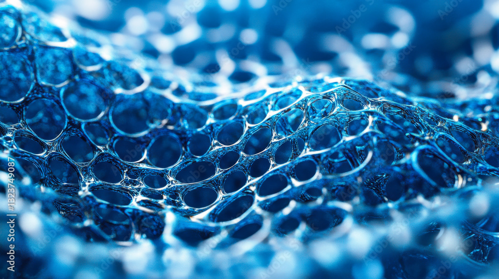 Poster detailed close-up of intricate blue lattice structure showcasing texture and design in modern materi