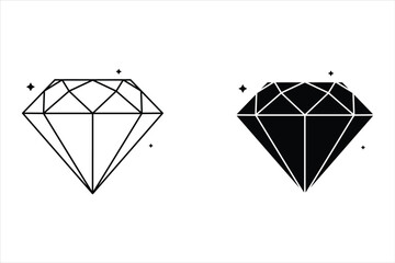 Diamond icon vector for web and mobile app. diamond gems sign and symbol. Set of different brilliant icon. Diamond icon set Isolated on white background. Diamonds gems, luxury gemstones crystals