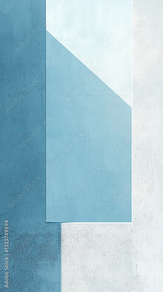 Poster geometric harmony: an artistic composition of intersecting planes and shadows in shades of blue and 