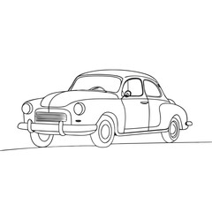 Obraz premium Simple line art illustration of a classic car in a minimalist style