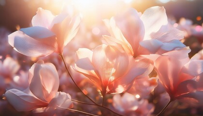Fototapeta premium The light filtering through flower petals, creating a soft and romantic aesthetic with a dreamy, ethereal glow
