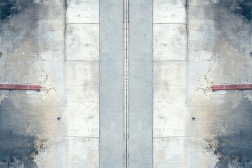 Symmetrical weathered concrete sidewalk pattern. AI generated