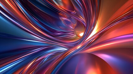 Naklejka premium A vibrant, abstract swirl of colors showcasing a dynamic interplay of deep blues, fiery oranges, and radiant purples, suggesting movement and energy.