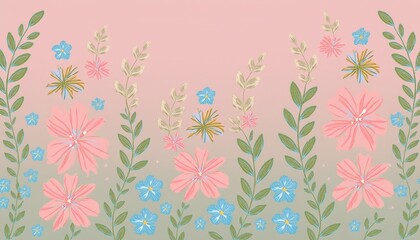 Delicate botanical patterns on a pastel background, perfect for UX/UI design, offering a soft, modern, and elegant touch.
