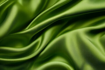 Fototapeta premium Luxurious green silk fabric drape with shadows. AI generated