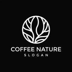 Coffee Logo line art style icon design template with vector on black background