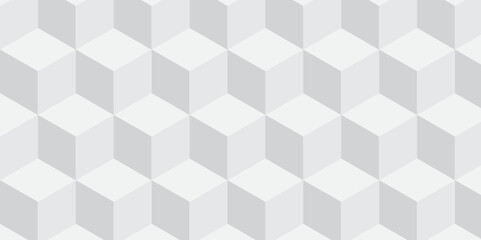 Seamless white geometric cube creative concept triangle overlapping overlap square technology texture. geometric digital cubes fabric and wallpaper grid block texture background.	
