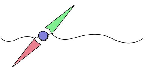 Continuous single line drawing of traveler compass. Old navigate and adventure symbol in simple linear style. Business strategy and adventure concept in editable stroke. Doodle vector illustration. 