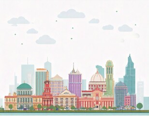 Obraz premium イラスト シルエット 町 街