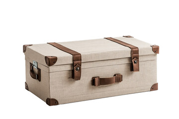 Under-bed storage trunk with linen upholstery isolated on transparent white background
