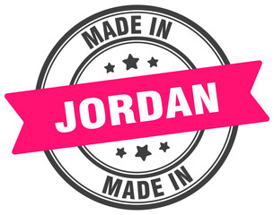 Fototapeta premium Made in Jordan round sign. Made in Jordan stamp.