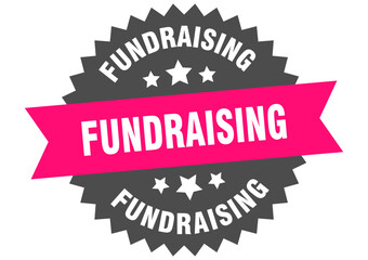 fundraising. fundraising round pink label isolated on transparent background