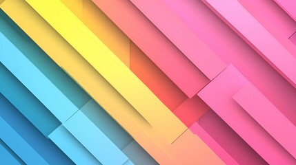 Obraz premium A vibrant, abstract design featuring colorful, layered geometric shapes in shades of blue, pink, and yellow.