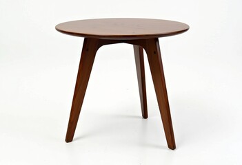 Sleek Modern Wooden Side Table: Isolated on White with a Simple Shape and Detailed Wood Texture for Modern Interiors

