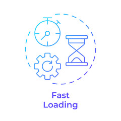 Fast loading blue gradient concept icon. Cach data and enable offline access service. Feature of PWAs. Round shape line illustration. Abstract idea. Graphic design. Easy to use in presentation