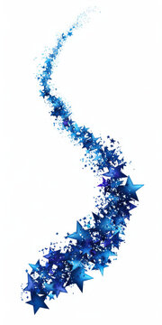 swirling trail of blue stars creates magical and whimsical effect, perfect for festive designs or enchanting themes