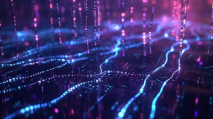 Obraz premium Abstract digital background with glowing lines and dots, creating a futuristic and dynamic feel.