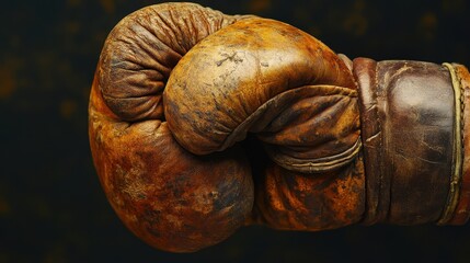 A worn boxing glove, its leather softened and its knuckles etched with the marks of countless battles, stood as a testament to the relentless pursuit of excellence in the world of boxing.