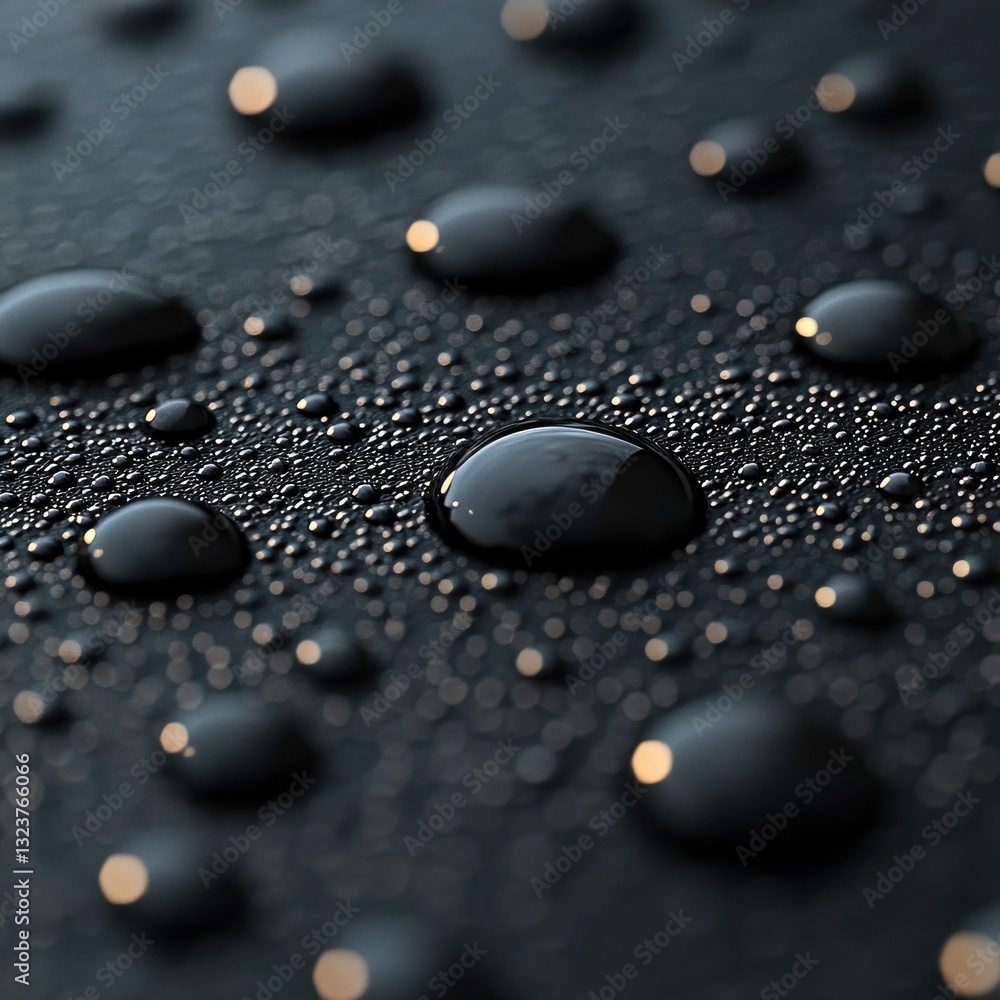 Poster intriguing abstract surface adorned with countless reflective water droplets