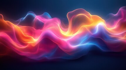 Obraz premium 3D Abstract Neon Organic Shapes Liquid Gradient Blobs and Bubbles on Dark Blue Background