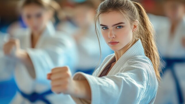 A traditional uniform of white fabric, adorned with blue accents, a testament to the dedication and discipline of martial arts practitioners, a symbol of strength and grace in the arena.