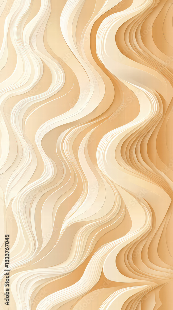 Poster abstract beige wave pattern: a captivating abstract pattern of flowing waves in a warm beige color p
