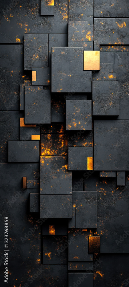 Aufkleber geometric design with black and gold blocks creating a modern abstract artwork