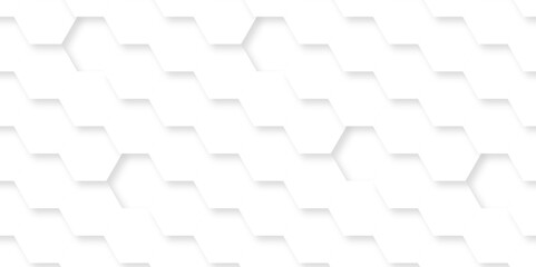 White abstract grid hexagon wallpaper background. Futuristic honeycomb white mosaic design. Seamless cell background. Abstract honeycomb background.	