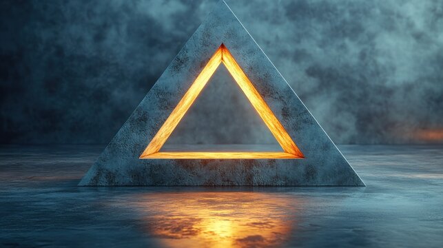 Minimalist White Mannequin in Golden Triangular Frame Modern Fashion Art