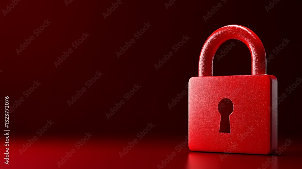 Poster red padlock on a smooth red surface symbolizing security and protection in digital and physical spac