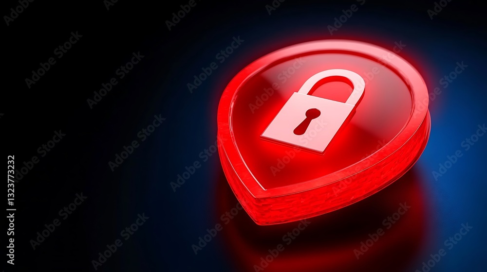 Aufkleber red shield icon with lock symbol representing security and protection in digital space