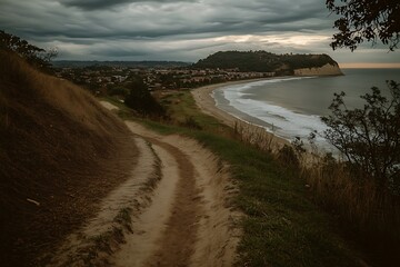 A scenic coastal landscape showcasing the beauty of nature and a trail