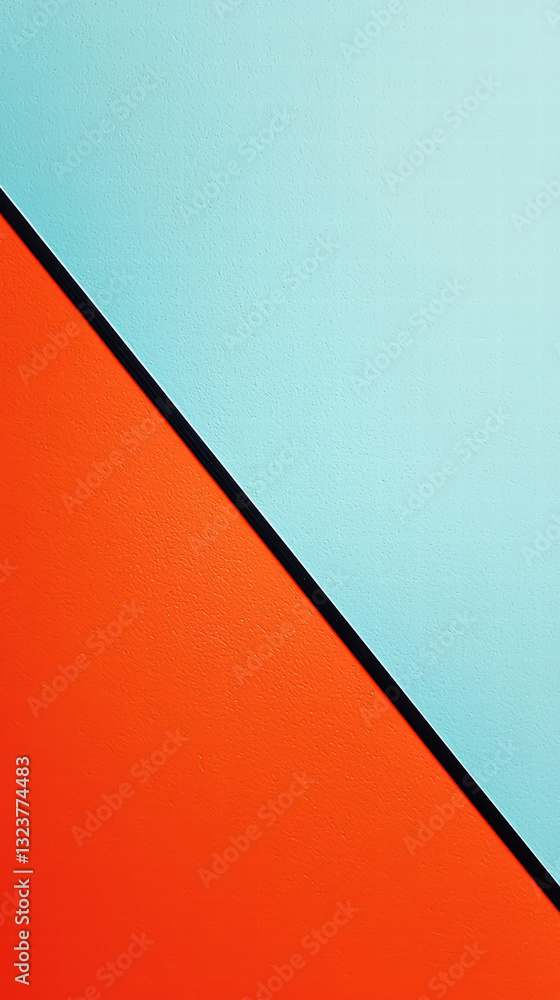 Poster abstract angular composition: a minimalist art piece defined by two vibrant colors split diagonally 