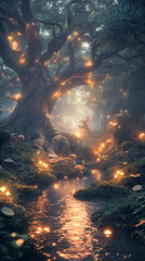 Fototapeta premium Enchanted Spirits: Mystical Forest Background