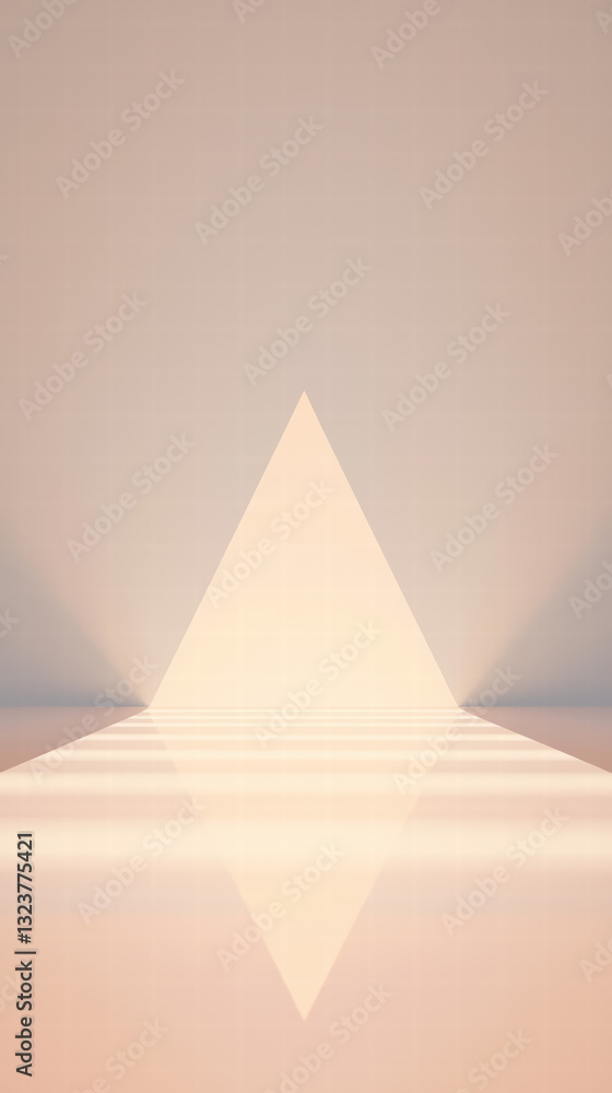Poster geometric pathway to light: an abstract, minimalist composition of a geometric pathway leading towar