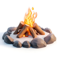 3d cartoon campfire
