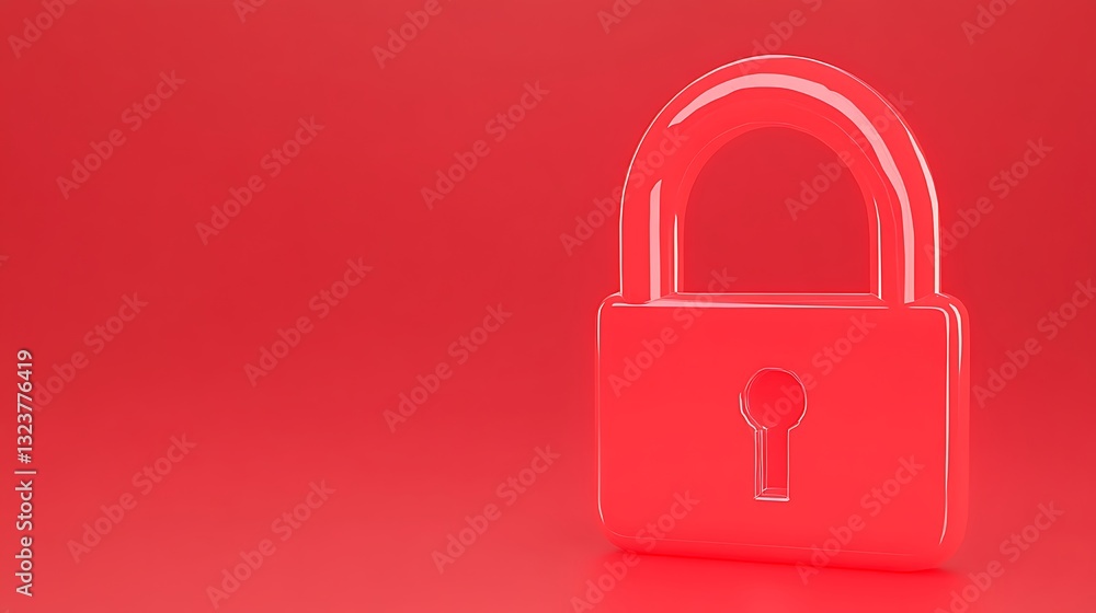 Poster vibrant red lock on bright red background representing security and protection concepts in digital w