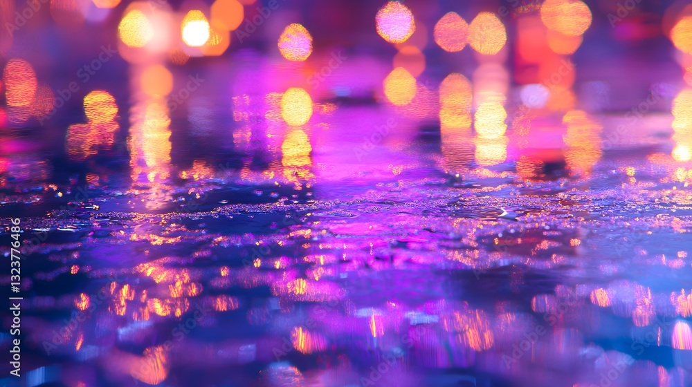Aufkleber abstract image of colorful blurred lights on a wet surface