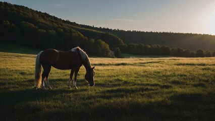 Obraz premium Majestic horse shot at morning dew