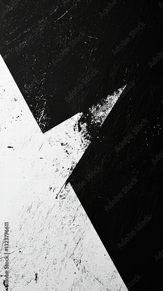 Poster geometric star in contrast: a striking close-up of a geometric star, split diagonally across a stark