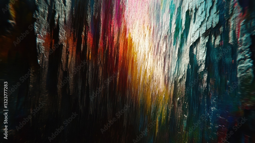 Poster abstract artistic representation with vertical strokes of vibrant color variations