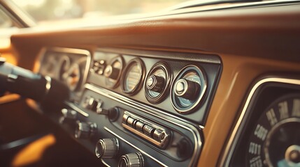 Obraz premium Classic car interior dashboard detail. (1)