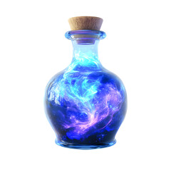 blue glowing magic potion isolated on transparent background