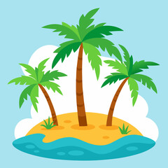 tropical island with palm trees